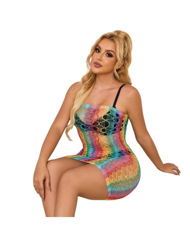 SUBBLIME 952365 BODYSTOCKING DE REJILLA HOMBROS DESCUBIERTOS ARCOIRIS TALLA ANICA