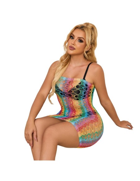 SUBBLIME 952365 BODYSTOCKING DE REJILLA HOMBROS DESCUBIERTOS ARCOIRIS TALLA ANICA