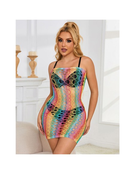 SUBBLIME 952365 BODYSTOCKING DE REJILLA HOMBROS DESCUBIERTOS ARCOIRIS TALLA ANICA