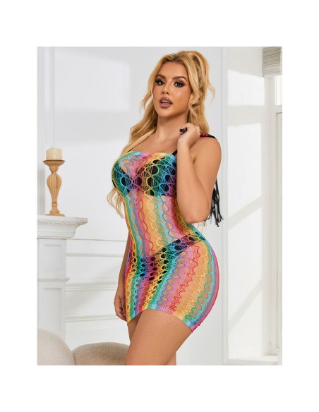 SUBBLIME 952365 BODYSTOCKING DE REJILLA HOMBROS DESCUBIERTOS ARCOIRIS TALLA ANICA