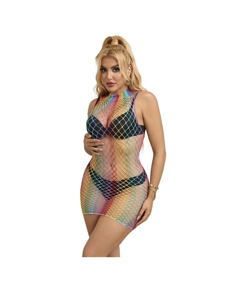 SUBBLIME 952433 BODYSTOCKING DE REJILLA SIN MANGAS CON CUELLO ALTO ARCOIRIS TALLA ANICA