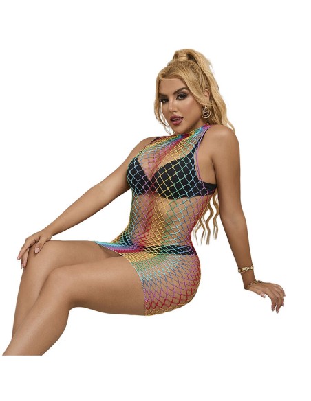 SUBBLIME 952433 BODYSTOCKING DE REJILLA SIN MANGAS CON CUELLO ALTO ARCOIRIS TALLA ANICA