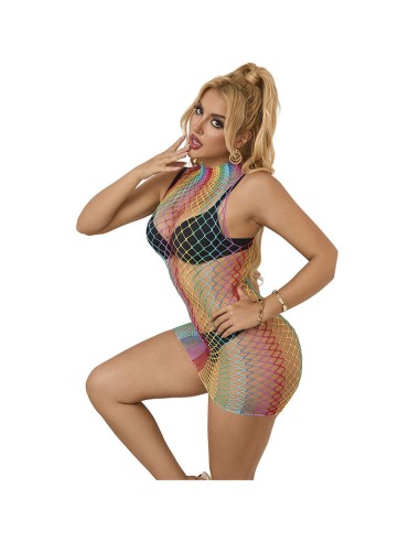 SUBBLIME 952433 BODYSTOCKING DE REJILLA SIN MANGAS CON CUELLO ALTO ARCOIRIS TALLA ANICA