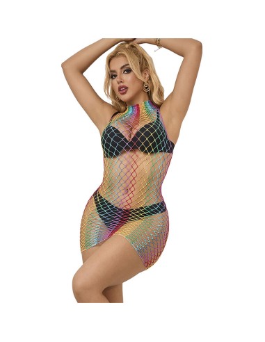 SUBBLIME 952433 BODYSTOCKING DE REJILLA SIN MANGAS CON CUELLO ALTO ARCOIRIS TALLA ANICA