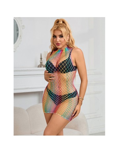 SUBBLIME 952433 BODYSTOCKING DE REJILLA SIN MANGAS CON CUELLO ALTO ARCOIRIS TALLA ANICA