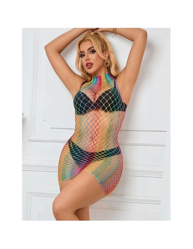 SUBBLIME 952433 BODYSTOCKING DE REJILLA SIN MANGAS CON CUELLO ALTO ARCOIRIS TALLA ANICA