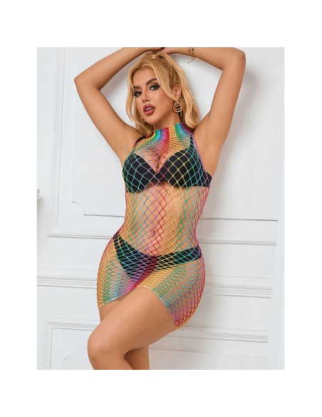 SUBBLIME 952433 BODYSTOCKING DE REJILLA SIN MANGAS CON CUELLO ALTO ARCOIRIS TALLA ANICA