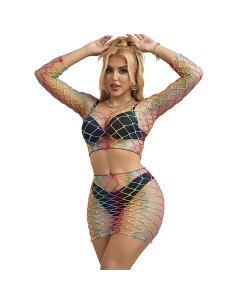 SUBBLIME 952440 BODYSTOCKING DE REJILLA 2 PIEZAS MANGA LARGA ARCOIRIS TALLA ANICA