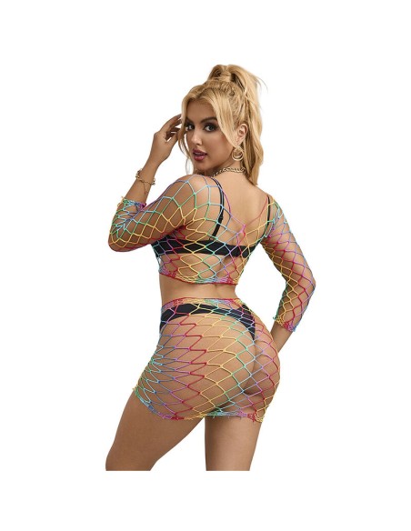 SUBBLIME 952440 BODYSTOCKING DE REJILLA 2 PIEZAS MANGA LARGA ARCOIRIS TALLA ANICA