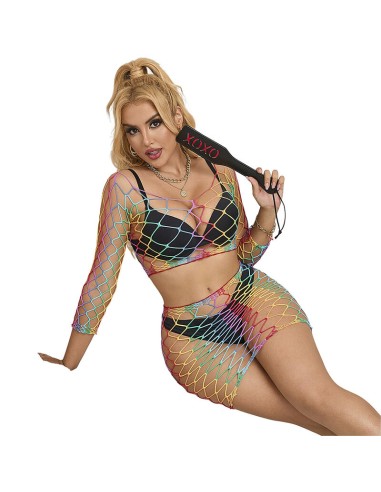 SUBBLIME 952440 BODYSTOCKING DE REJILLA 2 PIEZAS MANGA LARGA ARCOIRIS TALLA ANICA