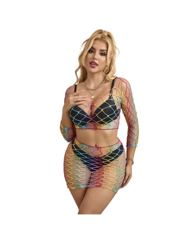 SUBBLIME 952440 BODYSTOCKING DE REJILLA 2 PIEZAS MANGA LARGA ARCOIRIS TALLA ANICA