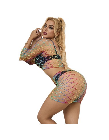 SUBBLIME 952440 BODYSTOCKING DE REJILLA 2 PIEZAS MANGA LARGA ARCOIRIS TALLA ANICA