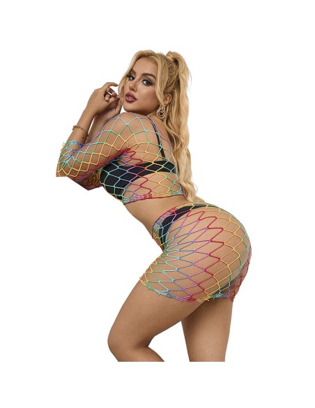 SUBBLIME 952440 BODYSTOCKING DE REJILLA 2 PIEZAS MANGA LARGA ARCOIRIS TALLA ANICA