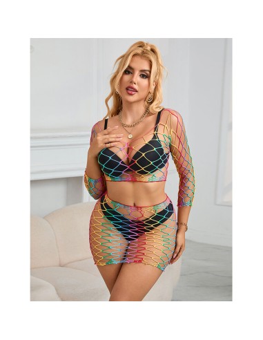 SUBBLIME 952440 BODYSTOCKING DE REJILLA 2 PIEZAS MANGA LARGA ARCOIRIS TALLA ANICA
