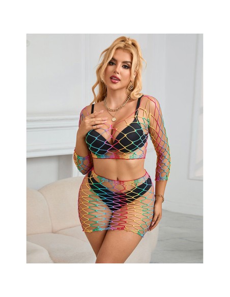 SUBBLIME 952440 BODYSTOCKING DE REJILLA 2 PIEZAS MANGA LARGA ARCOIRIS TALLA ANICA