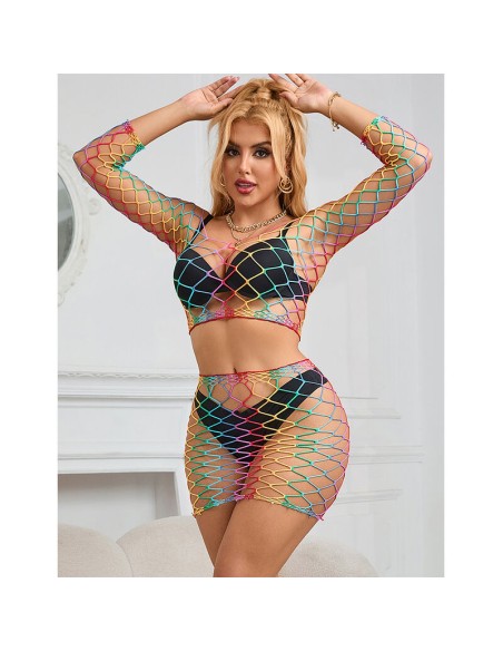 SUBBLIME 952440 BODYSTOCKING DE REJILLA 2 PIEZAS MANGA LARGA ARCOIRIS TALLA ANICA