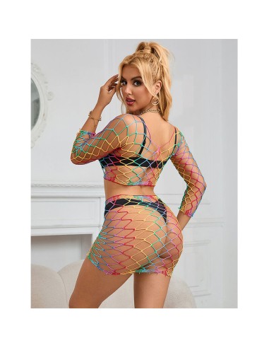 SUBBLIME 952440 BODYSTOCKING DE REJILLA 2 PIEZAS MANGA LARGA ARCOIRIS TALLA ANICA
