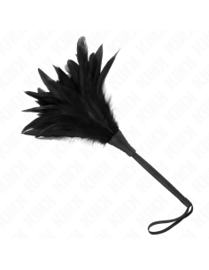 KINK PLUMAS DE POLLO PARA COSQUILLAS CON FORMA CUERNO DE CRIADA NEGRO 36 CM