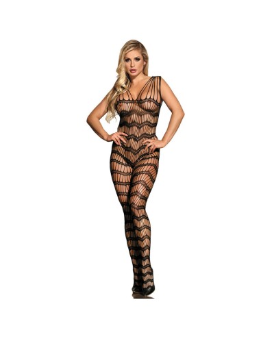 SUBBLIME 951696 BODYSTOCKING CROTCHLESS DE REJILLA CON TIRAS EN HOMBROS NEGRO TALLA ANICA