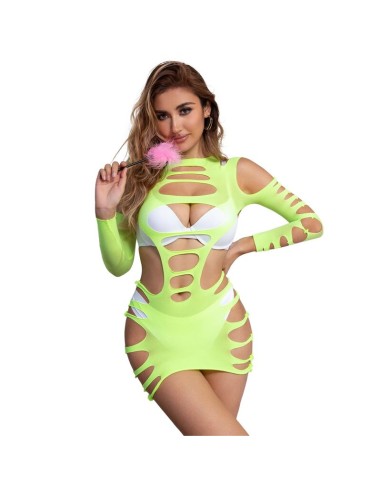SUBBLIME 952280 BODYSTOCKING DE REJILLA ELSTICO MANGA LARGA VERDE TALLA ANICA