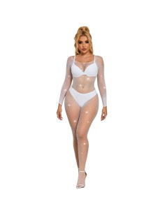 SUBBLIME 952396 BODYSTOCKING DE REJILLA CON DIAMANTES MANGA LARGA BLANCO TALLA ANICA