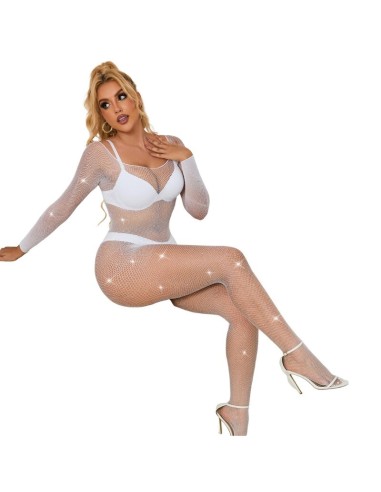 SUBBLIME 952396 BODYSTOCKING DE REJILLA CON DIAMANTES MANGA LARGA BLANCO TALLA ANICA