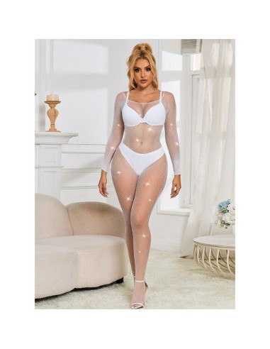 SUBBLIME 952396 BODYSTOCKING DE REJILLA CON DIAMANTES MANGA LARGA BLANCO TALLA ANICA