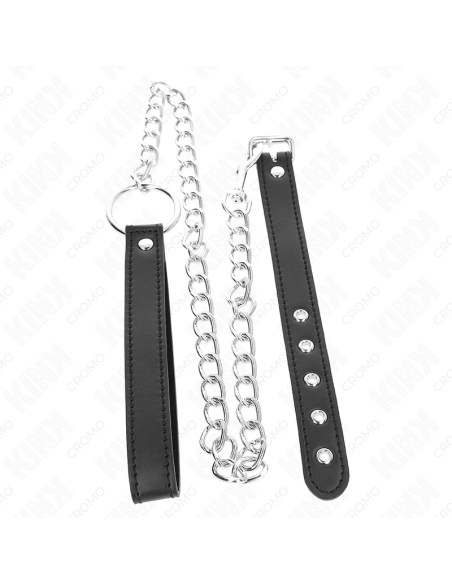 KINK ANILLO PENE CUERO 215 X 2 CM CON CADENA METAL 60 CM Y CORREA DE CUERO