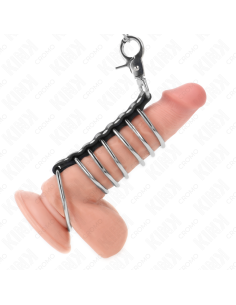 KINK 7 ANILLOS PENE METAL 38 CM A 5 CM CONECTADOS CON POLIPIEL Y CADENA METAL 100 CM