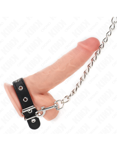 KINK ANILLO PENE CUERO CON CORREA 215 X 2 CM Y CADENA METAL 60 CM