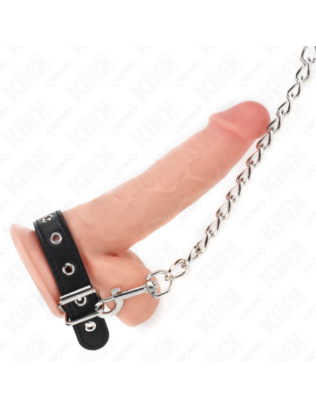 KINK ANILLO PENE CUERO CON CORREA 215 X 2 CM Y CADENA METAL 60 CM