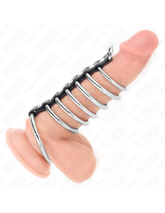 KINK 7 ANILLOS PENE METAL 32 CM A 5 CM CONECTADOS POR POLIPIEL 2