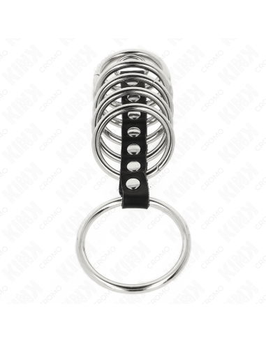 KINK 7 ANILLOS PENE METAL 32 CM A 5 CM CONECTADOS POR POLIPIEL