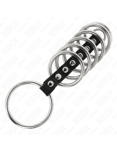 KINK 7 ANILLOS PENE METAL 32 CM A 5 CM CONECTADOS POR POLIPIEL