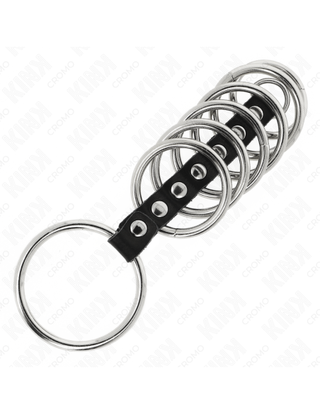 KINK 7 ANILLOS PENE METAL 32 CM A 5 CM CONECTADOS POR POLIPIEL