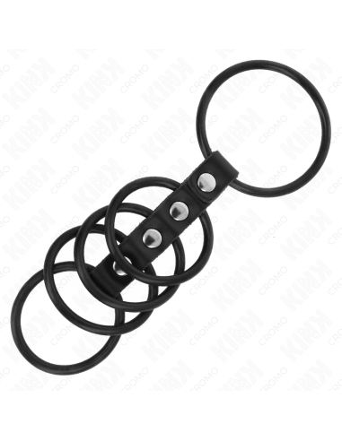KINK 5 ANILLOS PENE SILICONA 38 CM A 48 CM CONECTADOS POR CUERO