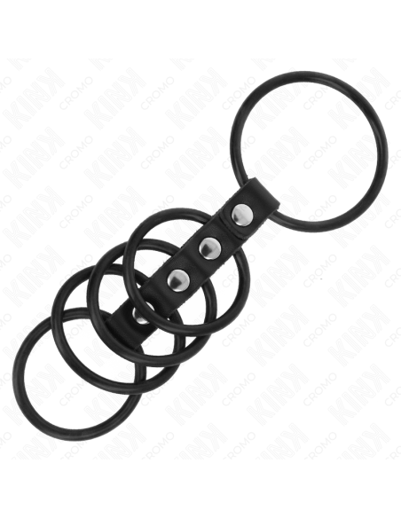 KINK 5 ANILLOS PENE SILICONA 38 CM A 48 CM CONECTADOS POR CUERO