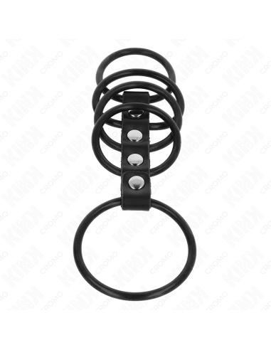 KINK 5 ANILLOS PENE SILICONA 38 CM A 48 CM CONECTADOS POR CUERO