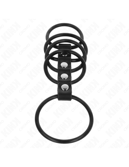 KINK 5 ANILLOS PENE SILICONA 38 CM A 48 CM CONECTADOS POR CUERO