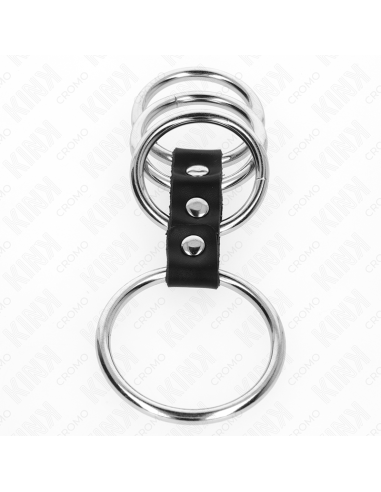 KINK 4 ANILLOS PENE METAL 37 CM A 5 CM CONECTADOS POR CUERO