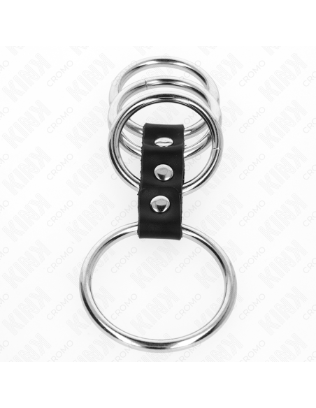 KINK 4 ANILLOS PENE METAL 37 CM A 5 CM CONECTADOS POR CUERO