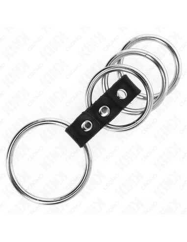 KINK 4 ANILLOS PENE METAL 37 CM A 5 CM CONECTADOS POR CUERO