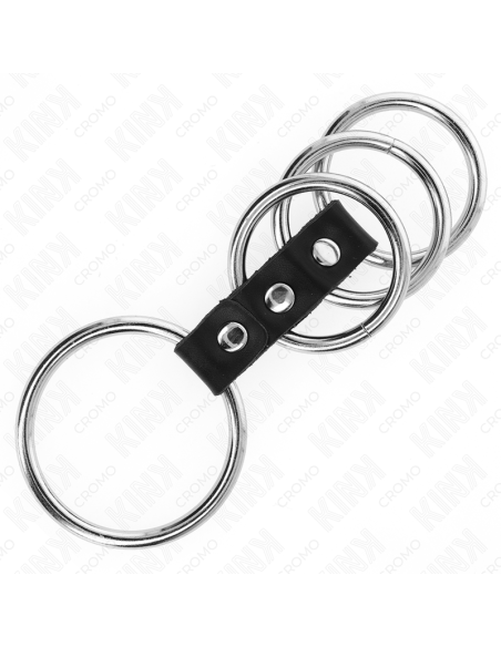 KINK 4 ANILLOS PENE METAL 37 CM A 5 CM CONECTADOS POR CUERO
