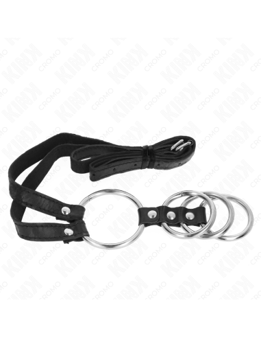 KINK 4 ANILLOS PENE METAL CONECTADOS 38 CM A 5 CM CON CINTURAN DE POLIPIEL 112 CM