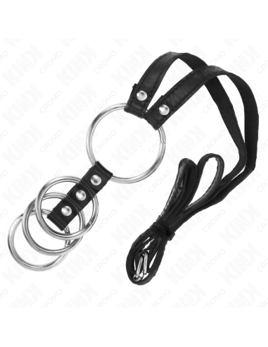 KINK 4 ANILLOS PENE METAL CONECTADOS 38 CM A 5 CM CON CINTURAN DE POLIPIEL 112 CM