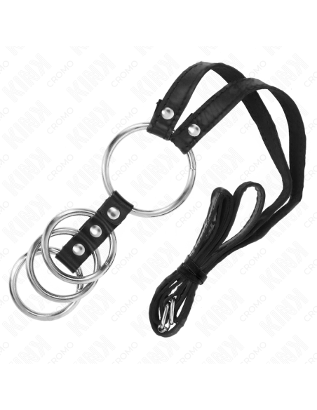 KINK 4 ANILLOS PENE METAL CONECTADOS 38 CM A 5 CM CON CINTURAN DE POLIPIEL 112 CM