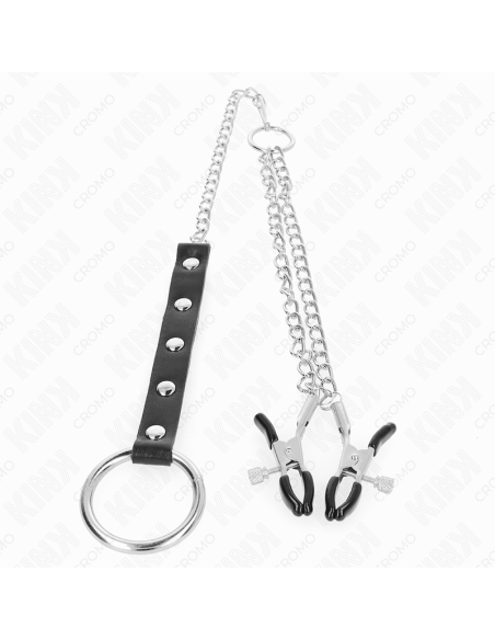KINK ANILLO PENE METAL CON CADENA Y PINZAS PARA PEZONES AJUSTABLE