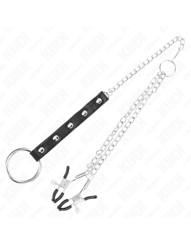 KINK ANILLO PENE METAL CON CADENA Y PINZAS PARA PEZONES AJUSTABLE