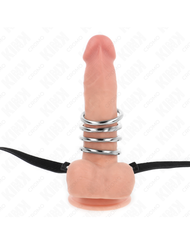 KINK 5 ANILLOS PENE 38 CM A 5 CM METAL CON CINTURAN POLIPIEL 112 CM
