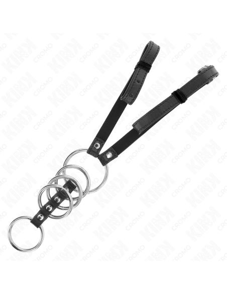 KINK 5 ANILLOS PENE 38 CM A 5 CM METAL CON CINTURAN POLIPIEL 112 CM